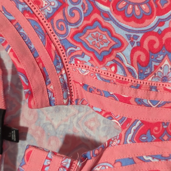 Talbots Women's Pink Paisley V Neck 3/4 Sleeve tunic size Lp - Picture 2 of 9